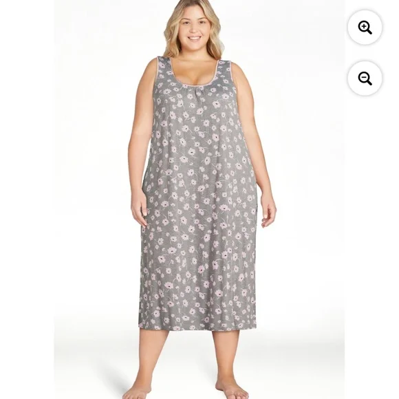 Joyspun Women’s Gray Floral Midi Chemise Size 3X NEW - Picture 8 of 10